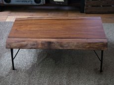 画像3: ≪SOLD OUT≫ローテーブル 無垢一枚板 アサメラ 鉄脚セット 930mm (3)
