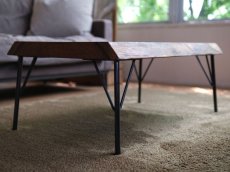 画像4: ≪SOLD OUT≫ローテーブル 無垢一枚板 アサメラ 鉄脚セット 930mm (4)