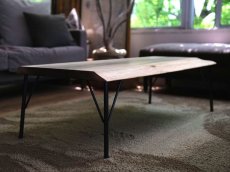 画像3: ≪SOLD OUT≫ローテーブル 無垢2枚ハギ板 ウォールナット 鉄脚セット 1150mm (3)