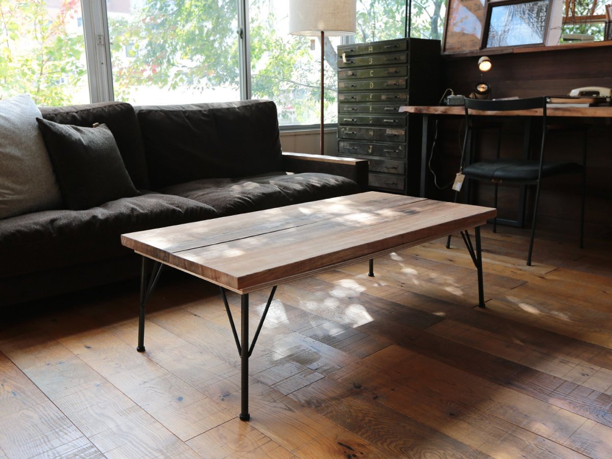 画像4: 【無垢一枚板 ニューギニアウォールナット W1130×D590×H348~378mm/鉄脚ショートorこたつ鉄脚セット/1台】 (4)