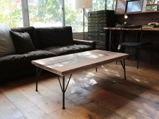 画像4: 【無垢一枚板 ニューギニアウォールナット W1130×D590×H348~378mm/鉄脚ショートorこたつ鉄脚セット/1台】 (4)