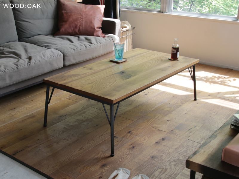 【新品・未使用】ソファで使えるカフェダイニングテーブル　天板無垢材・鉄脚利用人数…2人向け