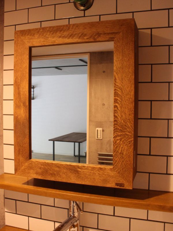 送料無料 ボックスミラー ウォールboxシェルフ オーク ミラー扉 Wall Box Shelf Mirror Door Wallbm02 Oak Square Online Shop